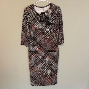 Elegant Multicolor Patterned Dress European imported